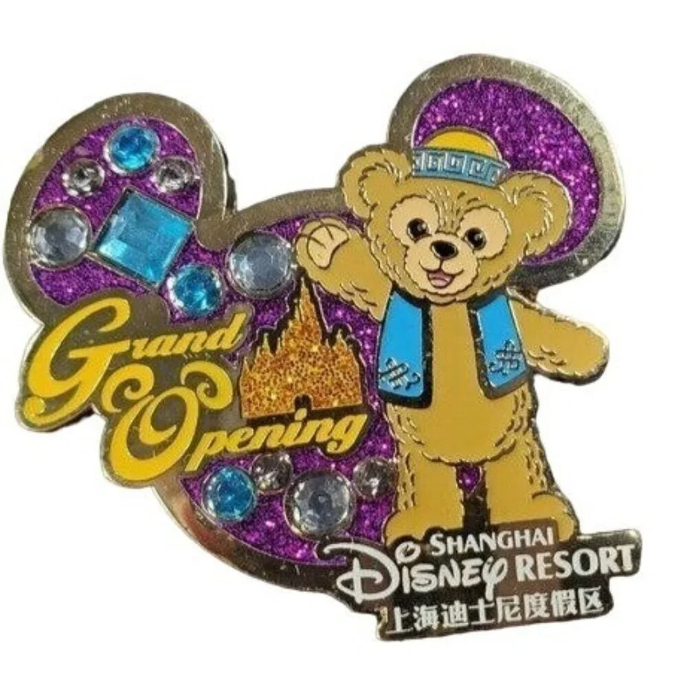 Disney Duffy Bear Trading Pin Shanghai Bling Lapel Pin Brooch Badge Jewelry Gift
